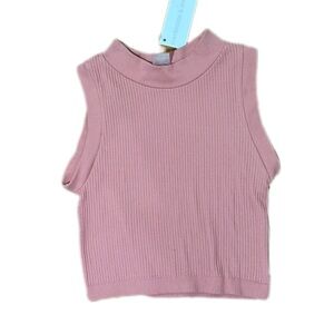 NWT Dynamic Dusty Pink Ribbed High Neck Crop Top One Size